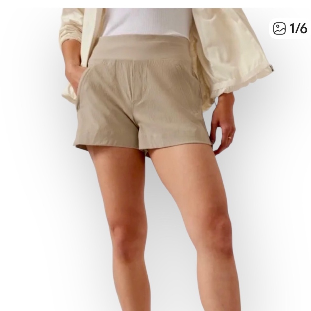 Two Athleta Women's Trekkie North Shorts. Tan and blue. Sold together